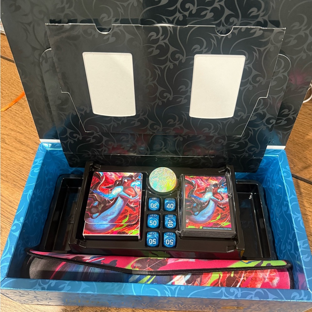 Pokemon Mega Charizard X UPC Empty no cards only Playmat
Sleeves Deck, coin